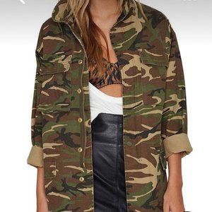 Sz M Asmax Haoduoyi Brown & Green Boho Camo Jacket